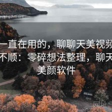 最近一直在用的，聊聊天美视频用起来顺不顺：零碎想法整理，聊天视频美颜软件