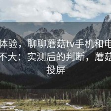直说体验，聊聊蘑菇tv手机和电脑差别大不大：实测后的判断，蘑菇影视投屏